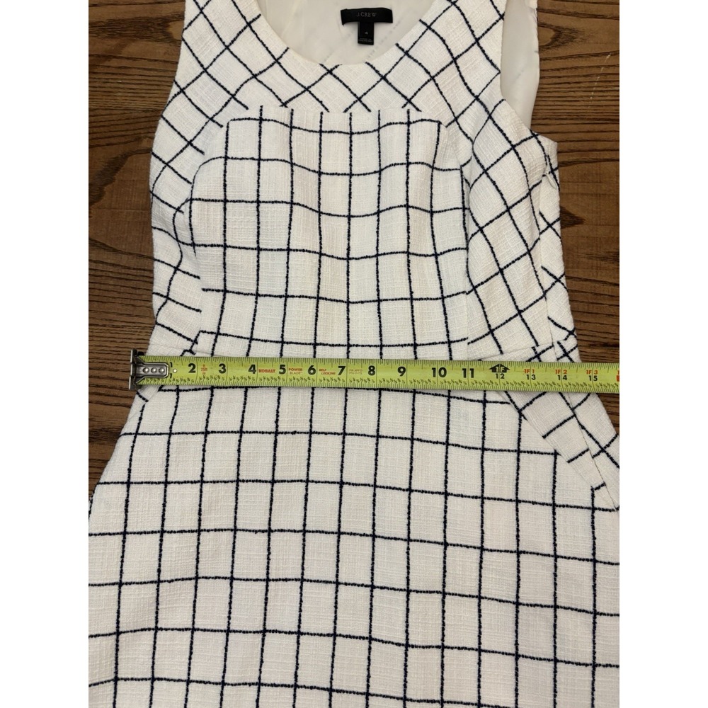 J.Crew Women's Size 4 Sleeveless A-Line Windowpane Tweed Casual Work Ivory Navy - Picture 3 of 6